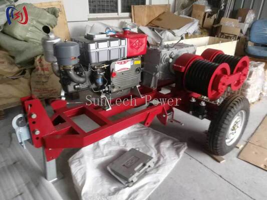 качество  Professional 6.3-9KW Double Drum Winch with 2000-3600RPM Speed for Simultaneous Cable Pulling and Tensioning in Power Line Work фабрика