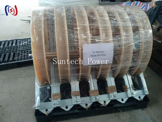 Монтажный блок для протяжки провода с габаритными размерами 760x120x480 мм, номинальной нагрузкой 50-150 кН и радиусом изгиба R570 для протяжки под высоким натяжением