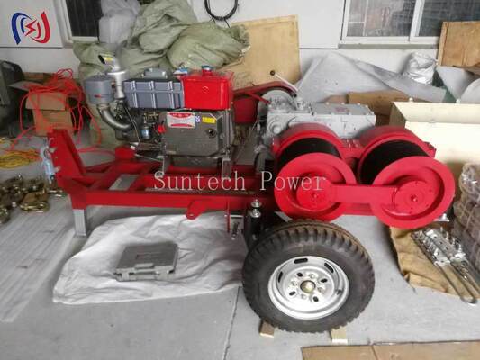 Профессиональная 6.3-9KW двойная барабанная винтка с скоростью 2000-3600RPM для одновременного вытягивания кабеля и натягивания в работе на линии электропередачи