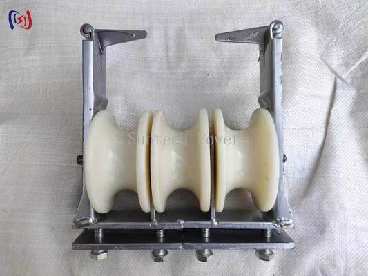 Three Sheaves Stringing Block for Three Phase Conductors | 5KN Nylon Transmission Pulley